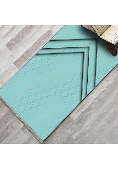 Evaşk Namazlık Dokuma Halı Kaymaz Muslumana Seccade80 x 130 TURKUAZ EVAŞK602B80