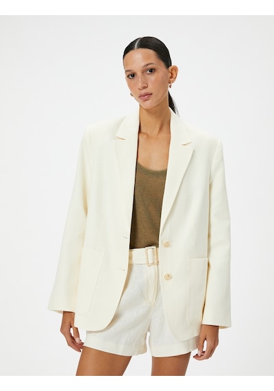 Koton Keten Karışımlı Blazer Ceket Cep Detaylı Kırık Beyaz 4sak50137uw Ekru Koton Keten Karışımlı Blazer Ceket Cep Detaylı Kırık Beyaz 4sak50137uw Ekru