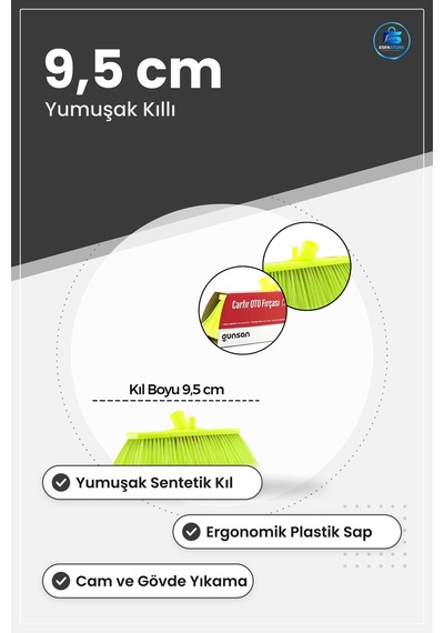 Oto Yıkama Fırçası Yumuşak Kıllı Kıl Boyu 9,5 Cm Araç Gövdesi Cam