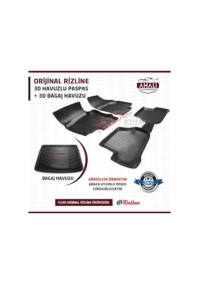 Rizline Audi Q3 2018 Sonrası 3D Havuzlu Paspas - Bagaj Havuzu Set 554442586