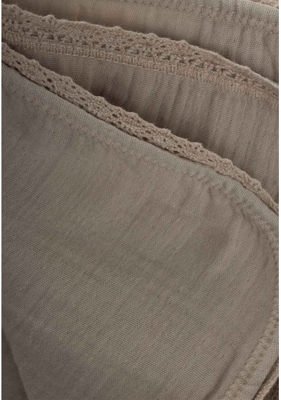 Cigit Dantel İşlemeli Tekkat Müslin Battaniye 100x100 Cm +/- 3 Cm Vizon Vizon
