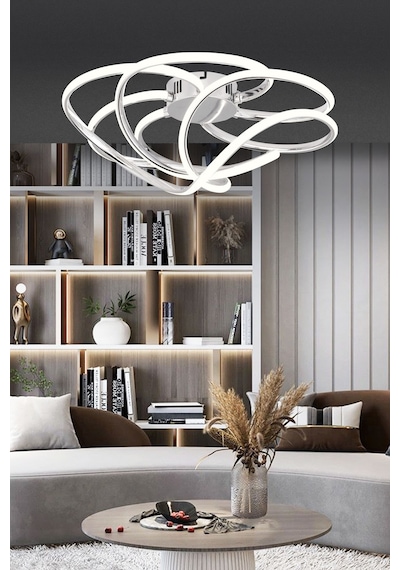 Pl 08 6 Model Krom 3 Renkli Salon Ve Oturma Odası İçin İdeal Alüminyum Avize, 50x25 Krom