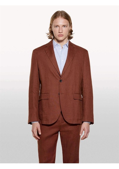 Sisley %100 Keten Astarsız Rahat Kalıp Ceket Erkek Kahverengi Ceket - 325p2aghsw01q