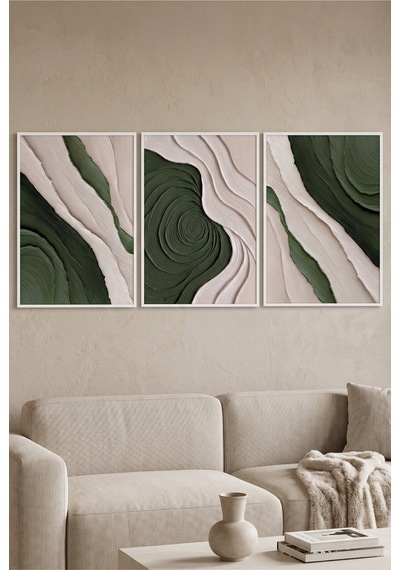 Beyaz Ahşap Çerçeveli Soyut Yeşil Krem Duvar Tablosu 3 Lü Set Akışkan Desenli Modern Dekorasyon Kabartma Görünümlüdür Beyaz Beyaz Ahşap Çerçeveli Soyut Yeşil Krem Duvar Tablosu 3 Lü Set Akışkan Desenli Modern Dekorasyon Kabartma Görünümlüdür Beyaz