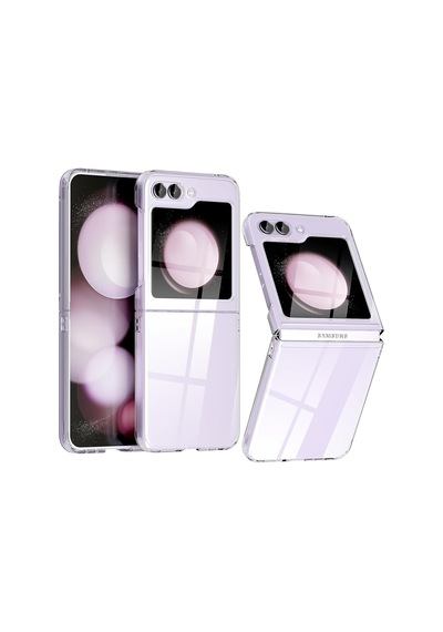 Samsung Galaxy Uyumlu Z Flip5 Sert Kristal Kapak Kılıf - Şeffaf Al3155