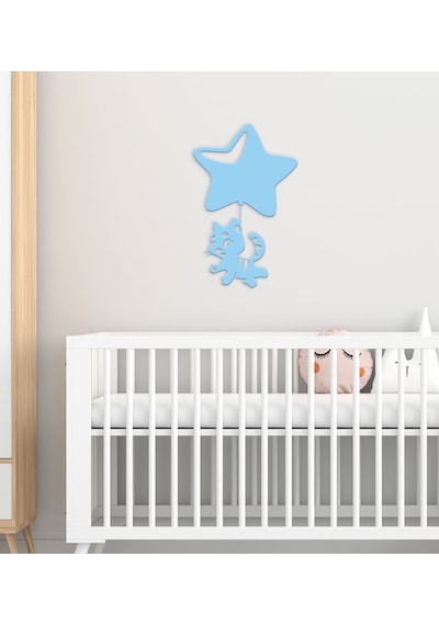 BK Gift Kedi Tasarımlı Çocuk Odası Ahşap Duvar Süsü-1