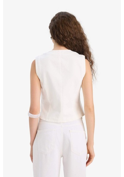 Defacto Jean Blazer Yelek F5899ax25hswt1 Beyaz