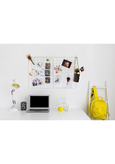 Aparatlı Tel Duvar Panosu - Fotoğraf, Not Ve Aksesuar Askısı - Çok Amaçlı Dekoratif Düzenleyici Pano 45x35 Cm
