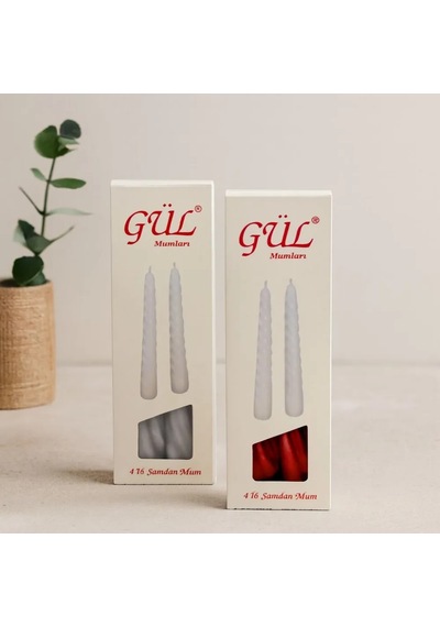 Jenerik Gül Mum 17 Cm 4'lü Set Şamdan & Burgulu, Beyaz Ve Renkli