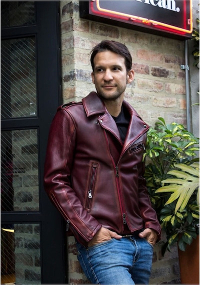 Nyc Giyim Tekstil & Deri Silme Hakiki Koyun Derisi Bordo Renk Biker Mont Bordo