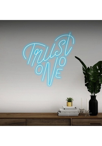 Trust No One Yazılı Neon Tabela Turkuaz