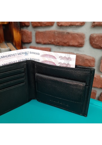 Gvnbag Hakiki Deri Erkek Bozuk Para Gözlü Siyah Cüzdan Gvn-0117 Siyah