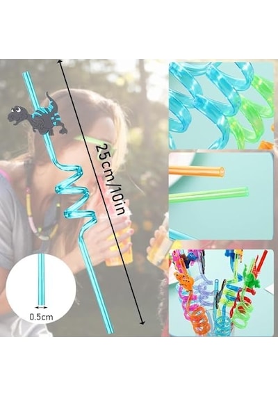 4 Adet Kıvrımlı Plastik Pipet, Çocuklar İçin Eğlenceli Figürlü Tasarım, Renkli Ve Dayanıklı İçecek Aksesuarları 4 000 Açık Krem