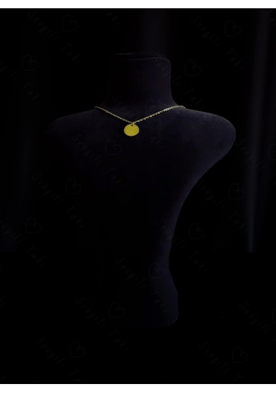 Oval Charmlı Gold Çelik Kolye -karma Serisi