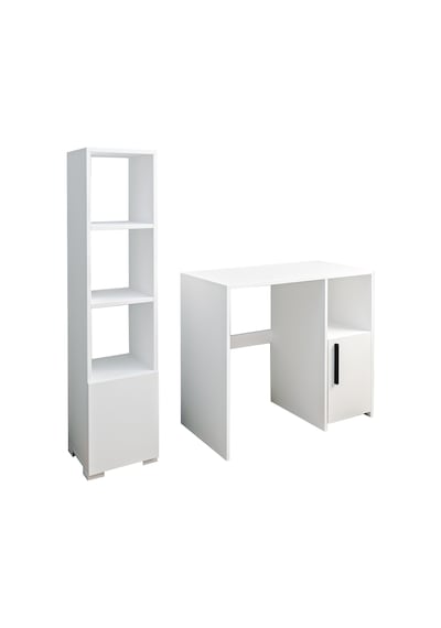 Kuzey Çalışma Masası Ve Kitaplık Set Beyaz