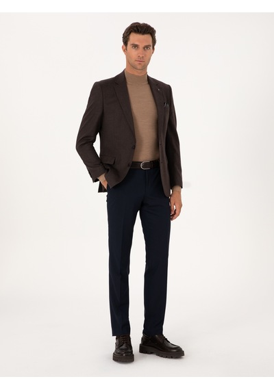 Cacharel Kahverengi Slim Fit Yün Karışımlı Ceket