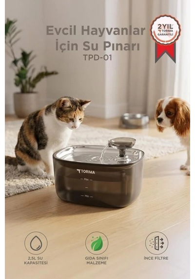 Özel Seri Susuzluk Gider Akıllı Kap Minik Dost Tpd01 Siyah Kedi Köpek Su Pınarı