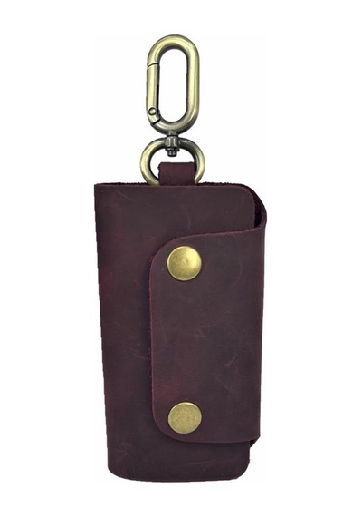 Hakiki Deri Tasarım Anahtarlık Crazy Bordo