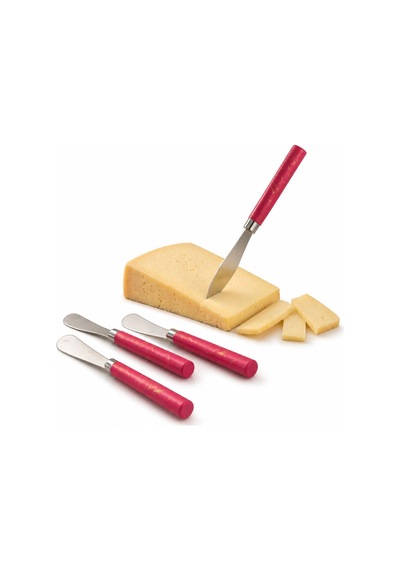 5 Parça Uzun Kahvaltı Bıçak - Kırmızı Mermer Desen Saplı 16.5 Cm Bx40 Çok Renkli