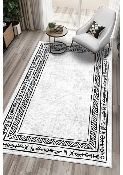 West Home Dijital Baskı Yıkanabilir Kaymaz Taban Leke Tutmaz Beyaz Mutfak Halısı Salon Halısı Ve Yolluk Wh 440 White