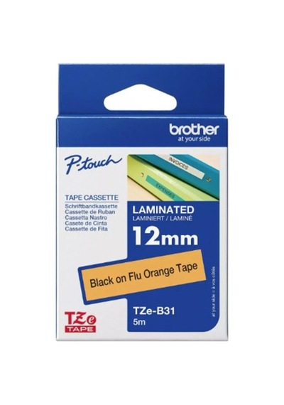 Brother Tze-b31 Fosforlu Turuncu Üzerine Siyah Etiket Güçlü 1