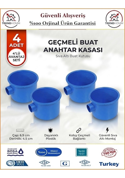 Trendhomm Anahtar Kasası - Geçmeli Halojen Free Alev Yaymayan Kasa - 4 Adet