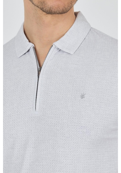 Gri Polo Yaka Kısa Kol Cepsiz Slim Fit Classic Tişört 1011250176 Gri
