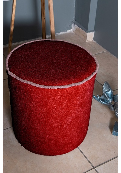 VENICE BORDO TEDDY KUMAŞ YUVARLAK PUFF &BENCH&KOLTUK&TABURE&POFUDUKYATAK ODASI PUF MODELLERİ