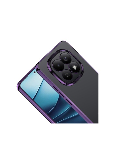 Redmi Note 15 Pro 4g Kılıf Köşeleri Renkli Şeffaf Kamera Korumalı Silikon Luxury Kapak Derin Mor