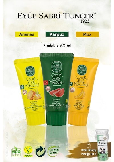 Est Muz, Karpuz Ve Ananas Özlü Çocuk Diş Macunları 60 Ml, Rosie Hediye