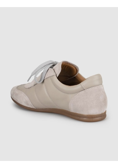 Krem Hakiki Deri Kadın Sneaker Ayakkabı