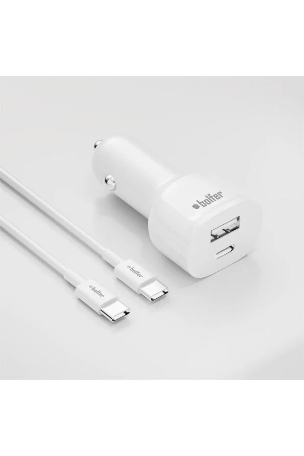 Bolfer Pd&usb Araç Şarj Seti Type-c 3.0 A 40 W Beyaz Araç Şarj Aleti