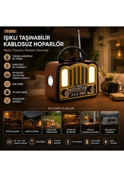 Yuegan Platoon Pl-4702 Fm Radyo Speaker Mp3 Usb Şarjlı İbreli Nostalji Bluetooth Tf Player