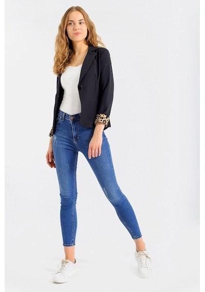 Jument Yakalı Flato Cepli Kolu Duble Uzun Kol Ofis Şık Blazer Kumaş Ceke (429922571)