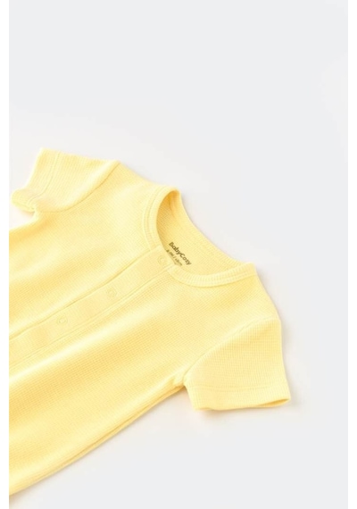 BabyCosy Bebek Şort Kollu Tulum, %100 Organik Pamuk, Bebek Ve Yenidoğan Serisi - Csyw1016 Yellow
