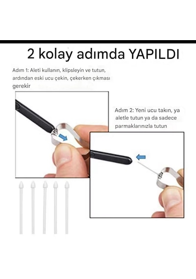Samsung  Uyumlu S Pen Uç Galaxy Tab S Serisi İle Uyumlu Lite,fe,ultra S6,s7,s8,s9,s10,s11 5 Adet Beyaz