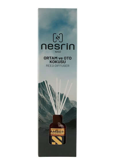 Nesrin Amber 50 Ml Çubuklu Oda Ve Oto Kokusu Reed Diffuser, Kalıcı Ortam Kokusu - 8690352954100k