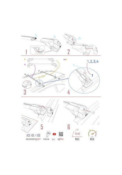 Accessorypart Mitsubishi L200 2015-2023 Arası İle Uyumlu Ace-1 Ara Atkı Tavan Barı Siyah
