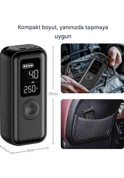 Elektrikli Hava Pompası 6000 Mah Lcd Ekranlı Led'li Ve Usb Çıkışl