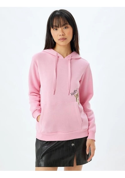 Koton Kapüşonlu Oversize Sweatshirt Kedi İşlemeli Cep Detaylı Şardonlu Pembe 5wal10207ık Gül Koton Kapüşonlu Oversize Sweatshirt Kedi İşlemeli Cep Detaylı Şardonlu Pembe 5wal10207ık Gül