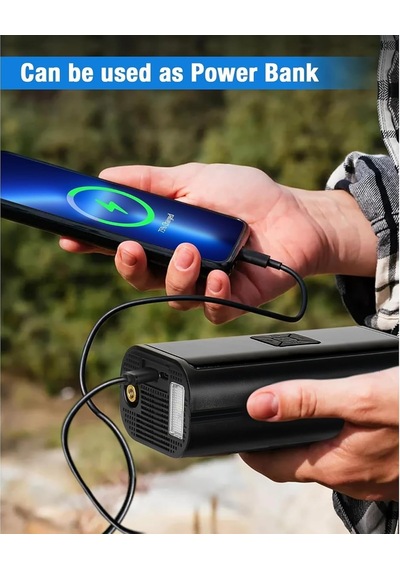 Tr Şarjlı Lastik Şişirme Hava Kompresörü, 150 Psı Dijital Lcd Ekranlı, 6000 Mah Bataryalı, Powerbank Özellikli, Genel