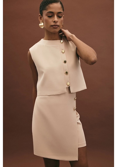 Sateen Lucy Mini Etek - Bej Bej