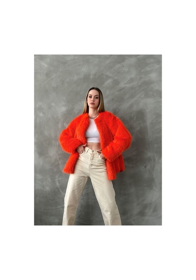 Verymoda Suni Kürk Ceket F1608 Oranj