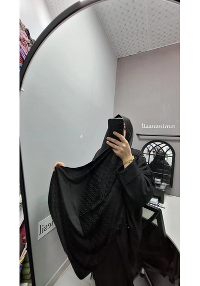 Aminenesil Modakaşmir Jakar Şal Siyah Renk Bej - Krem - Siyah