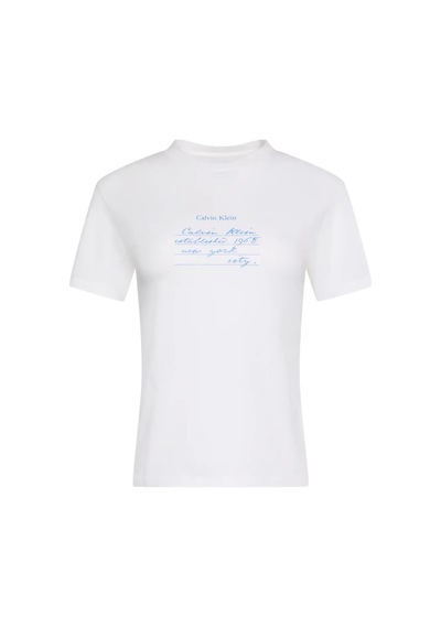 Calvin Klein Ss Classıc Handwrıtı, Yaf Beyaz Kadın T-shirt