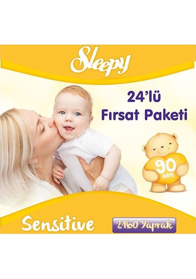 Sleepy Sensitive 90'Lı Islak Havlu 24'Lü Paket Toplam 2160 Yaprak