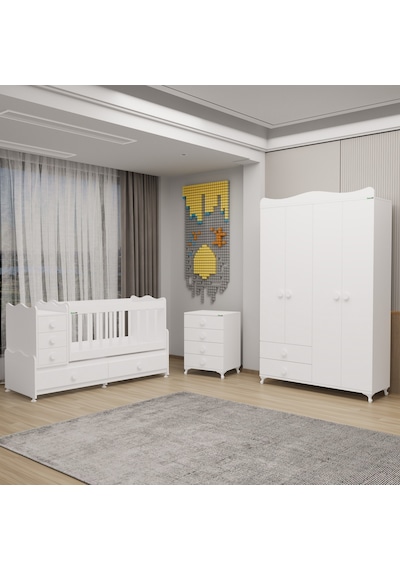 Garaj Home Melina Bebek Odası Yıldız 4 Kapaklı - Beyaz Beyaz