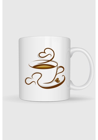 Kahve Cappuccino Espresso Çay Kafe Tasarımlı Kupa Bardak Beyaz