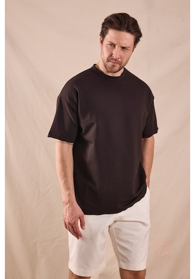 Tonny Black Rahat Kalıp Oversize Kesim T-shirt Erkek Acı Kahve T-shirt Tbtshrt020 Acı Kahverengi