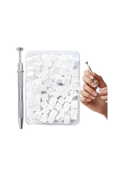 Nail Art Ombre Süngeri 200 Adet Beyaz Sünger + 1 Adet Metal Tutucu Set
